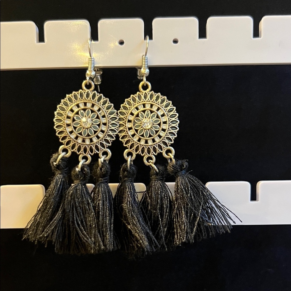 Elegant Black Tassel Earrings